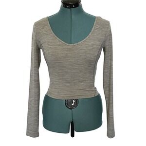 Lululemon Align Long Sleeve Shirt Womens Small Heathered Scoop Neck Cropped Top
